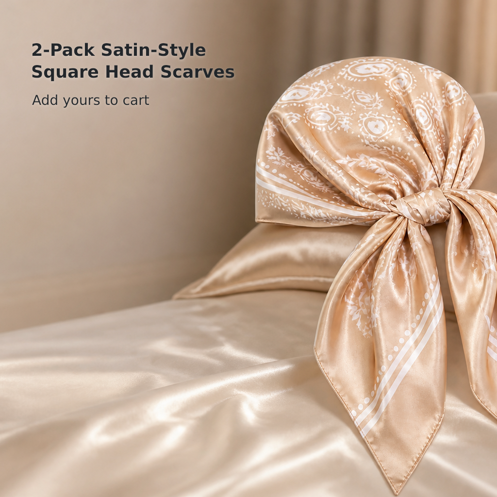 2-Piece Women’s Satin Square Scarf Set