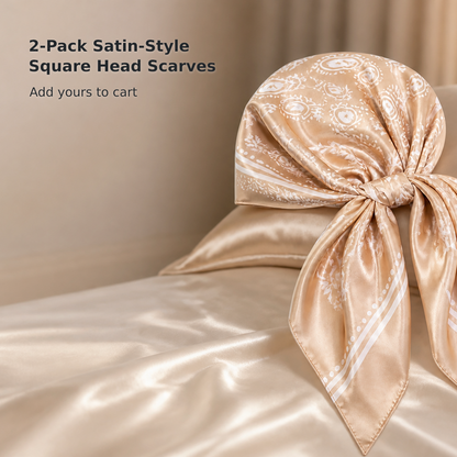 2-Piece Women’s Satin Square Scarf Set