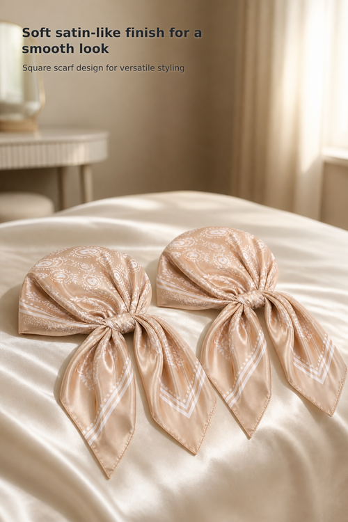 2-Piece Women’s Satin Square Scarf Set