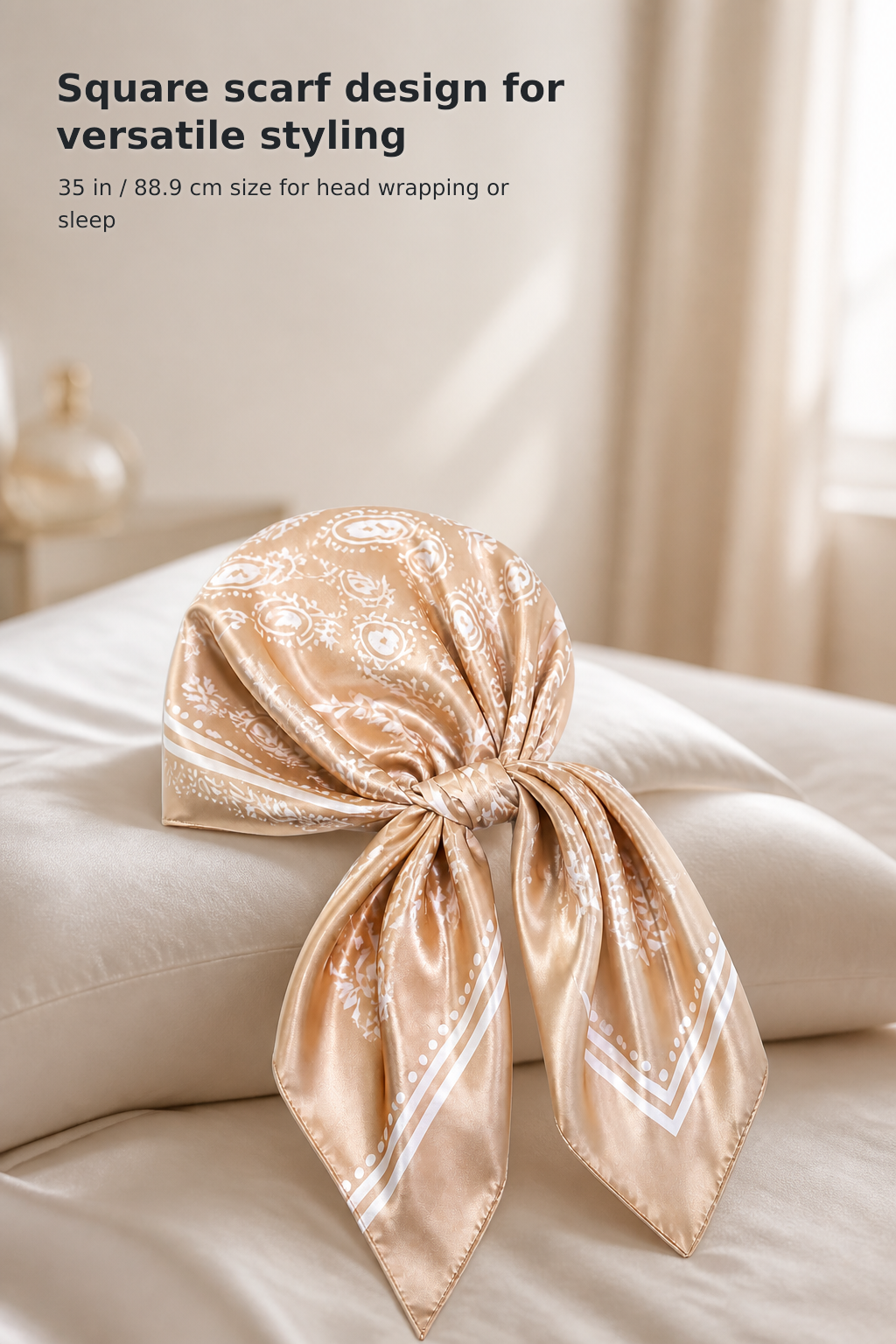 2-Piece Women’s Satin Square Scarf Set