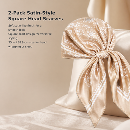 2-Piece Women’s Satin Square Scarf Set